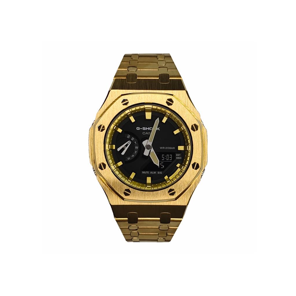 Casio Мужские часы с ЖК-дисплеем и аналоговым двойным дисплеем, серия Black, GA-2100SKE-7A(Watch3--)
