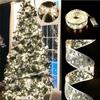 LED Ribbon Fairy Lights Christmas Tree Ornaments Lamp String Lights Lace Bow For Navidad Home New Year Christmas Decoration