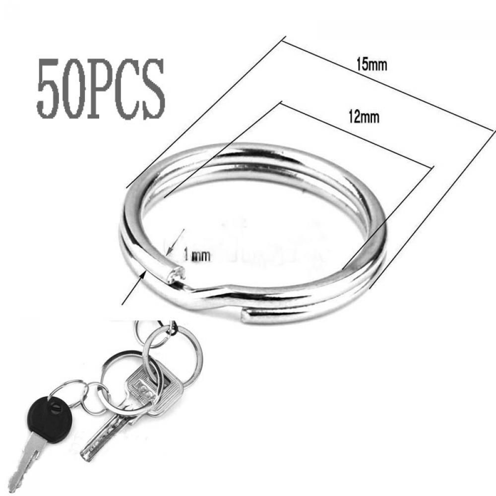 50PCS Tool Connectors Clasps Split Key Ring Stainless Steel KeyChain Loop Hoop