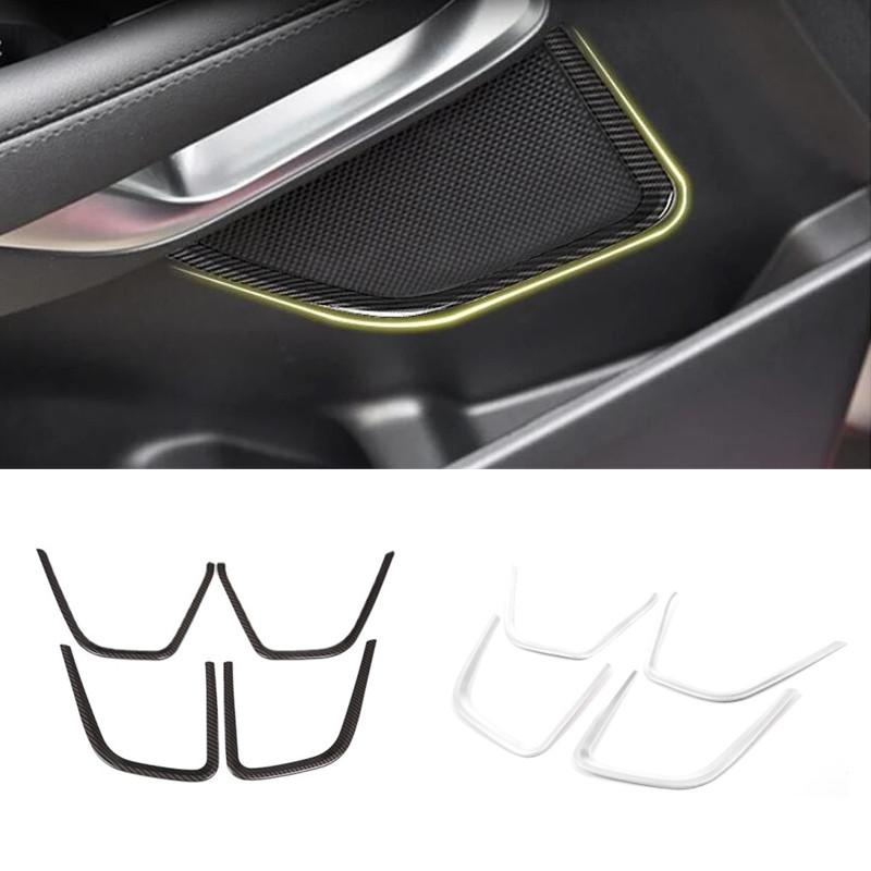 4 шт./компл., отделка из углеродного волокна в стиле салона автомобиля, рамка динамика двери, подходит для Jaguar E-Pace 2018, авто интерьер