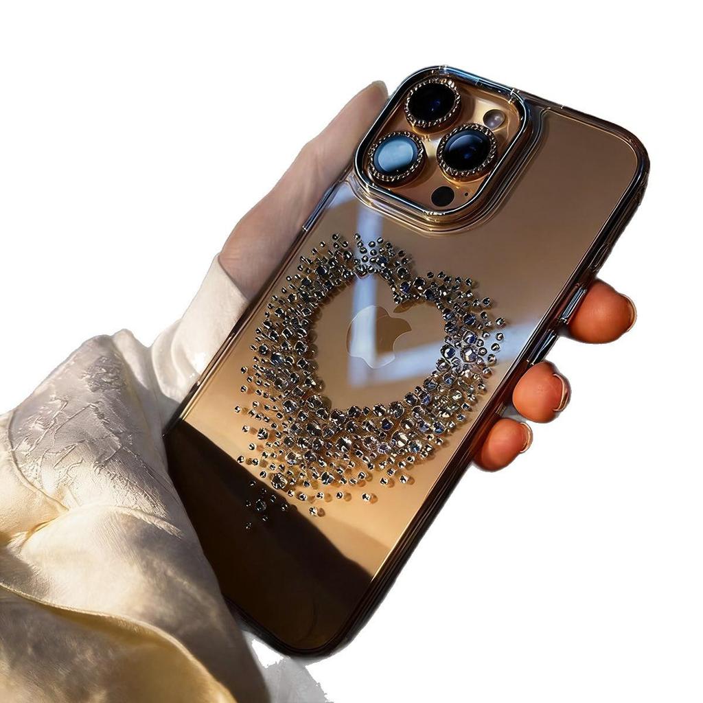Модный чехол для iPhone с инкрустацией бриллиантами в форме сердца для моделей Pro Max