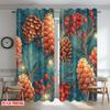 2D flat printing 2pcs Curtain Party Curtains Christmas Pinecones and Berries Digital Printed Polyester Drapes Family Party