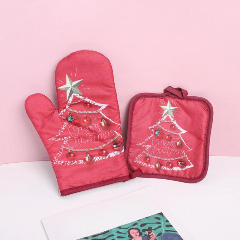 Рождественские прихватки Санта-Клаус Снеговик Колокольчик Узор Изолированные Перчатки Декоративный Подарок Дом Кухня Рождественское Украшение