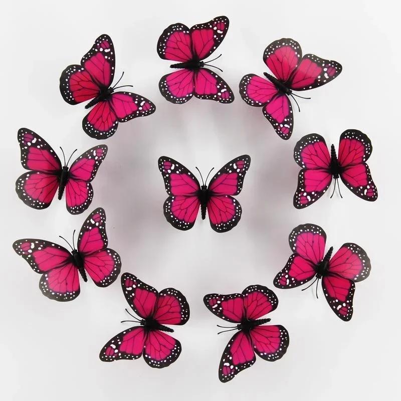 New 10Pcs 4.72 In Monarch Butterfly Decoration Stickers Fake Butterflies for Crafts Artificial Wall 3D Home Decor LS