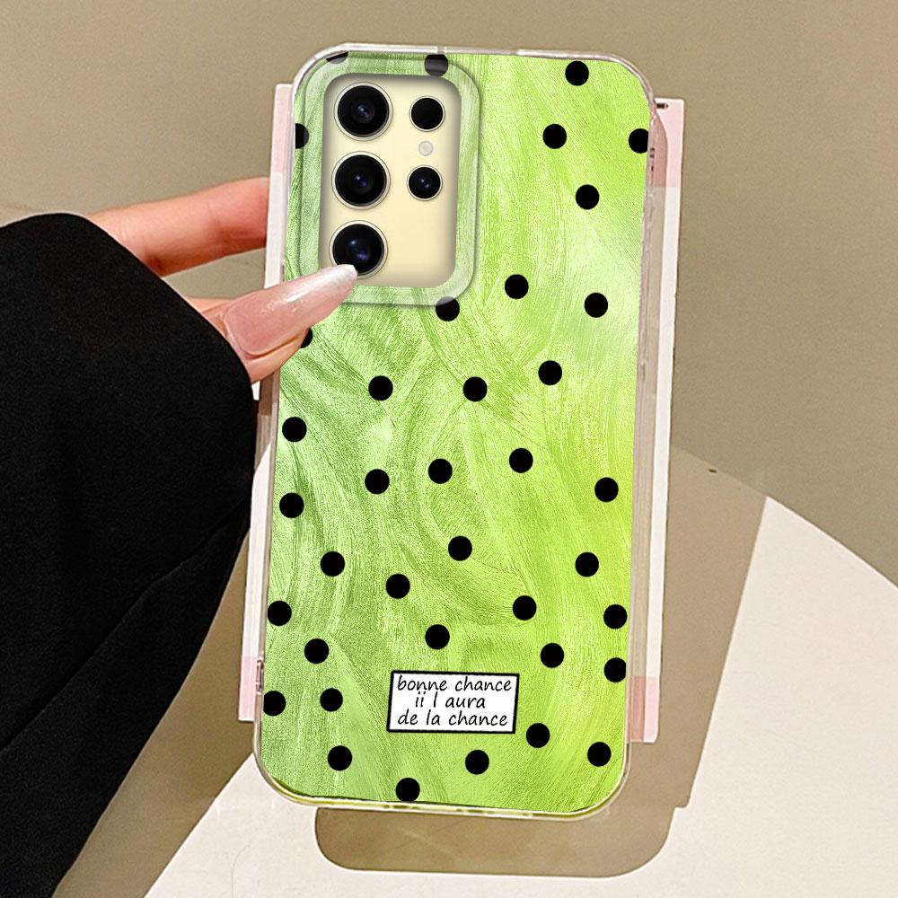 Черный чехол для телефона с текстурой перьев и круглыми точками для Samsung Galaxy S25 Edge S24 S23 S22 S21 FE Plus Ultra Женский Девичий Чехол-накладка