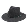 New ethnic style denim straw hat big brim sun hat summer hollow straw hat ethnic style straw hat