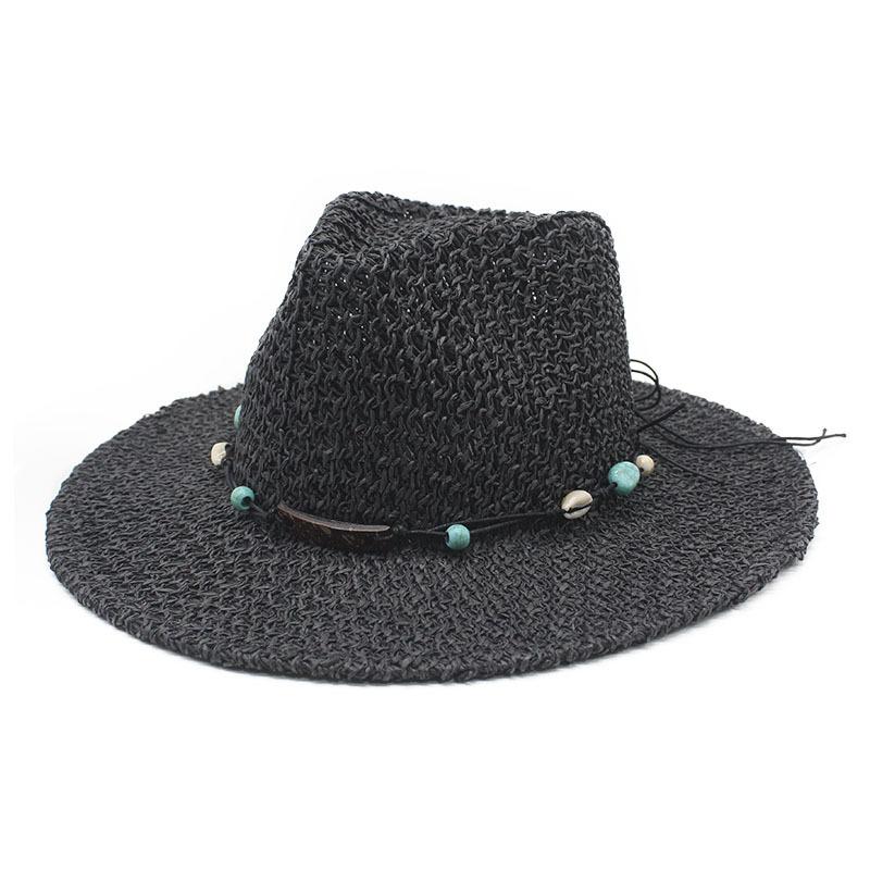 New ethnic style denim straw hat big brim sun hat summer hollow straw hat ethnic style straw hat