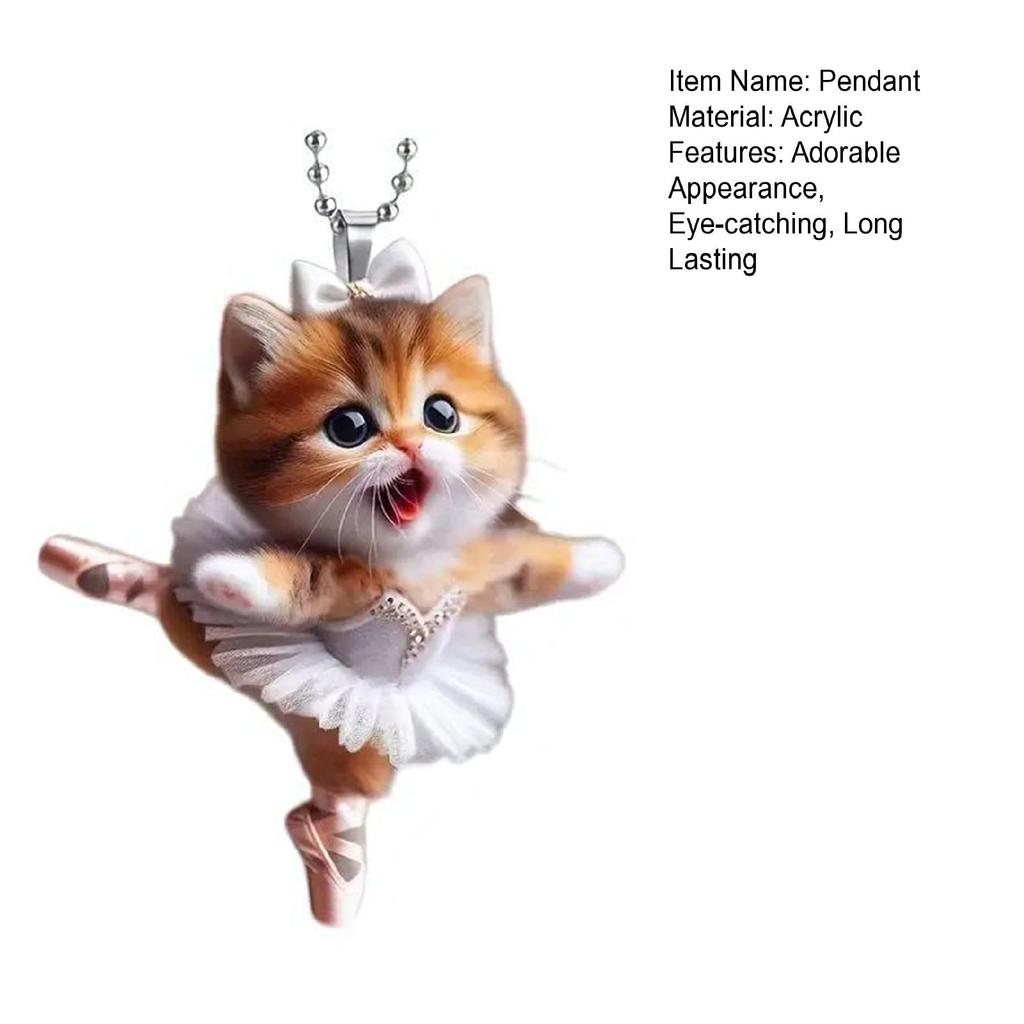 Christmas Tree Ornament Cartoon Cat Pendant with Lanyard Easy To Hang Decorative Acrylic Rearview Mirror Hanging Accessory