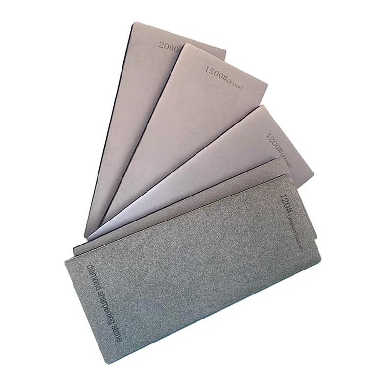 Алмазные точильные камни 120/600/1500/3000 грит Точилка для ножей Нескользящая основа Набор инструментов для заточки кухонных ножей Пластина-хлопья