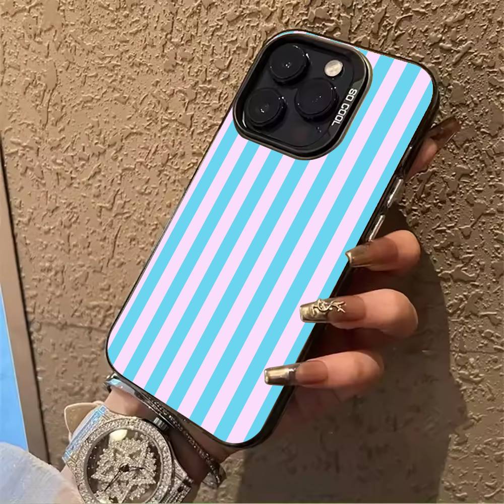 Nice -colorful -stripes Phone Case For IPhone17  16 11 12 13 14 15 16 Pro Max Plus Cover Colored Silver Funda Bumber