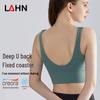 LAHN Высокоинтенсивный Ударопрочный Бюстгальтер для Йоги с Фиксированными Чашками для Красивой Спины и Поддерживающий для Фитнеса и Бега