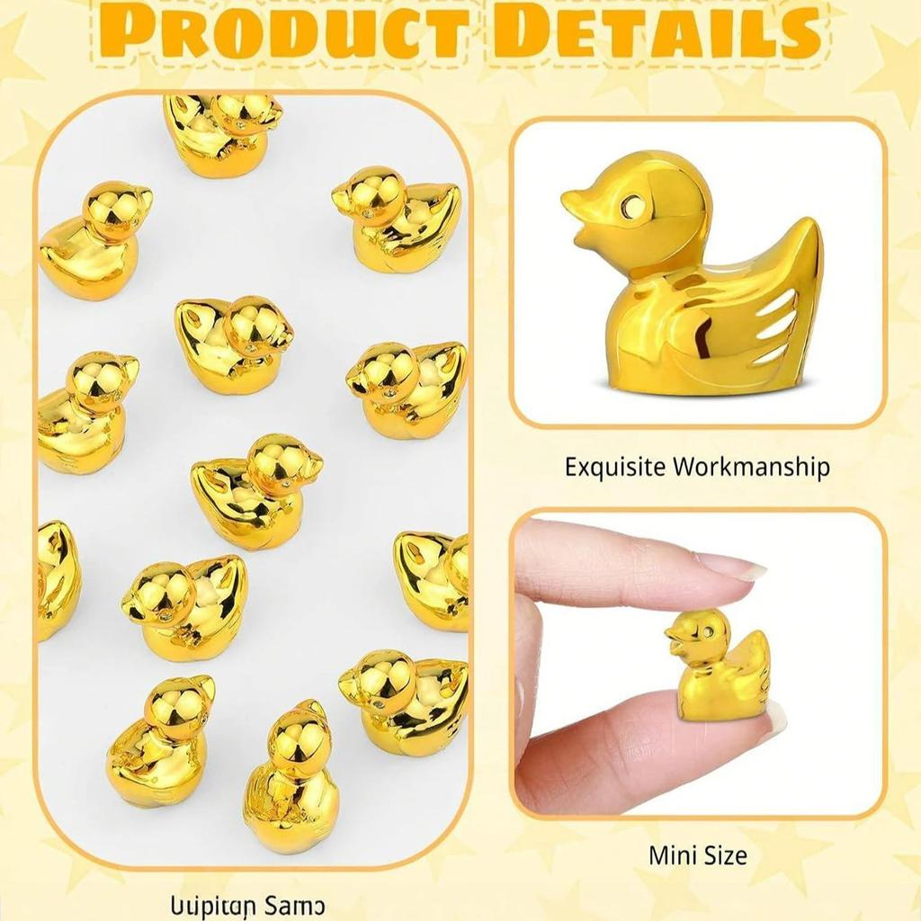 10/20Pcs Mini Golden Duck Figurines Gold Animal Decor For Birthday Party Favor Fairy Garden Gift