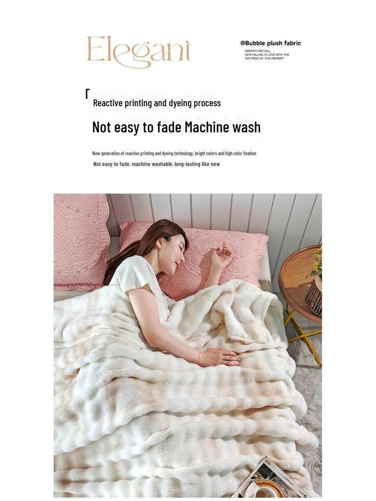 Colorful Gradient Bubble Velvet Rabbit Fur Blanket for Office or Sofa