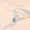 925 Sterling Silver Dancing Swan Pendant Necklace - European, American, and Korean Retro Fashion