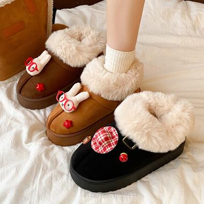 Женские мультяшные большого размера на мягкой подошве зимние теплые противоскользящие меховые ботинки-дутики на меховой подкладке до щиколотки, противоскользящая спортивная меховая обувь