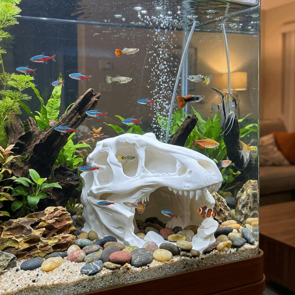 3D Printed Reptile Hideout Realistic Fish Hollow Shelter Fish Tank Ornament Terrarium