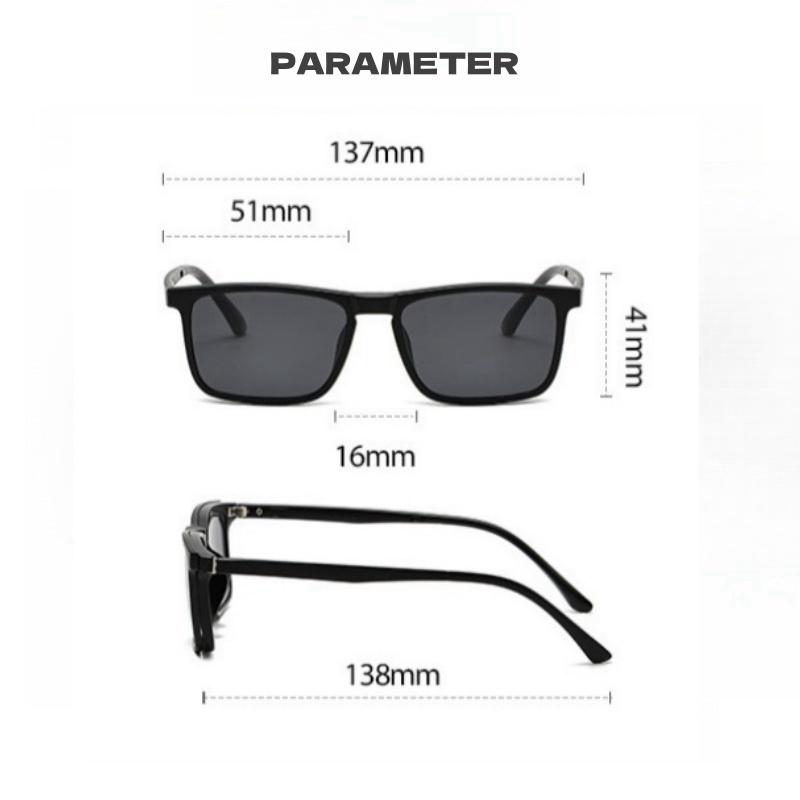 New 5-in-1 Men's Sunglasses Ultra-Light Square Magnetic Polarized Sunglasses Optical Prescription Glasses for Men