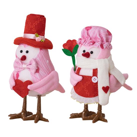 Фигурки птиц на День святого Валентина, светящаяся статуэтка пары птиц, настольное стоящее тканевое украшение в виде птиц для многоярусного подноса, стола, полки, каминной полки, камина