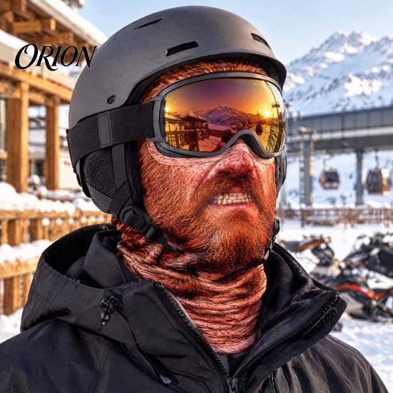 Winter Sports Face Covering Realistic Print Ski Mask for Winter, Old Man Balaclava Snowboarding Fleece Mask, Windproof Full Cover Neck Gaiter Outdoor