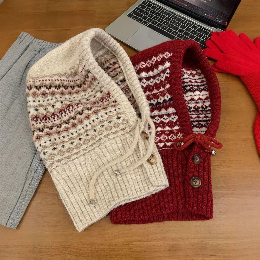 Пуловер Шапка Жаккардовая Балаклава Шапка С Принтом Зимняя Шапка Модный Вязаный Головной Убор в Стиле Фэр-Айл Уличный