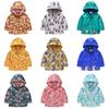 Children's Clothing Girls Cute Button Jacket Spring and Fall Children's Printed Long-sleeved Hooded Windbreaker Jacket
