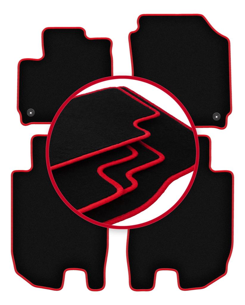 Velour floor mats with red edge for: Honda HR-V III crossover (2018-)