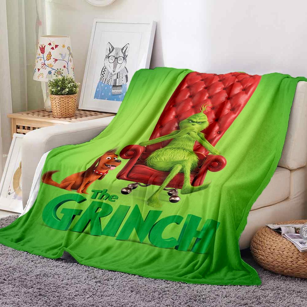Grinch Throne Flannel Blanket Throw Blanket Soft Warm Sofa Bed Camping Home Decor Unique Christmas Gift C9211467