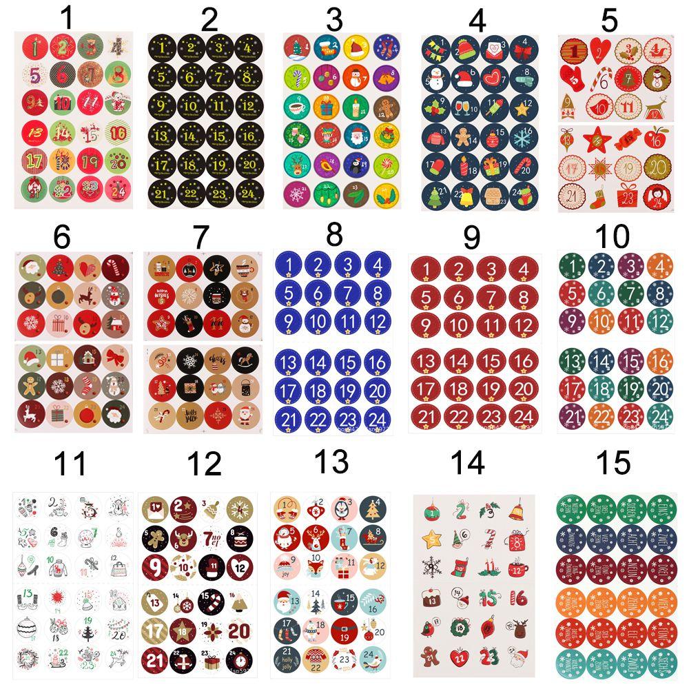 Счастливого Рождества Многофункциональные наклейки с цифрами Бумажные наклейки Адвент-календарь Самоклеящаяся этикетка