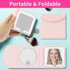 Портативное дорожное зеркало для макияжа с подсветкой, Портативное и складное, Двустороннее: 1x обычное и 5x увеличительное, USB-зарядка, Отделка из ПУ кожи, Идеально для