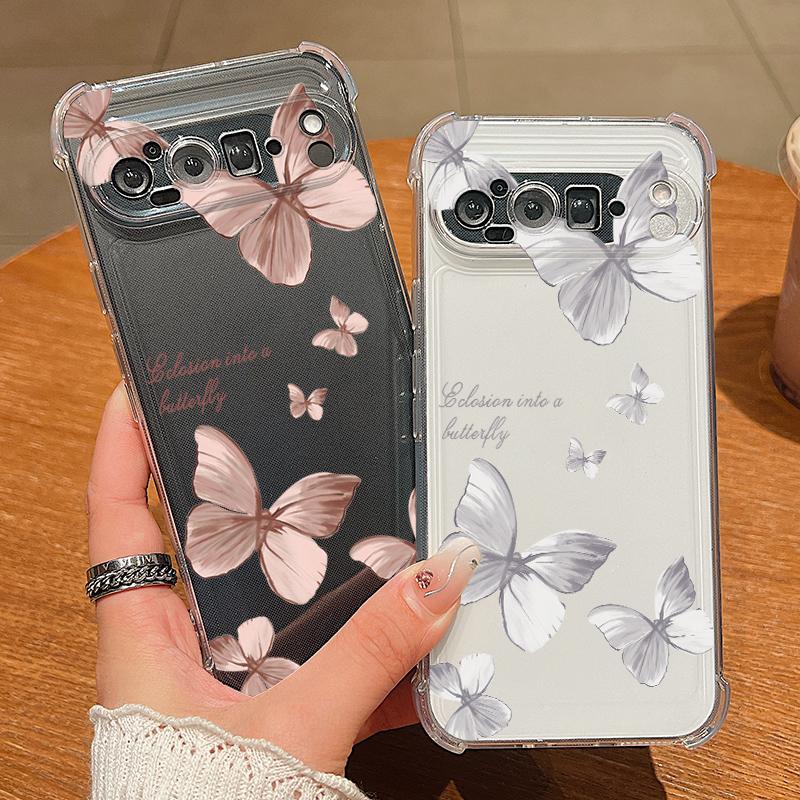 Butterfly Pattern Clear TPU Phone Case For Google Pixel 9 Pro Pixel 9 Pro XL Soft Silicone Transparent Cover For Google Pixel 9A