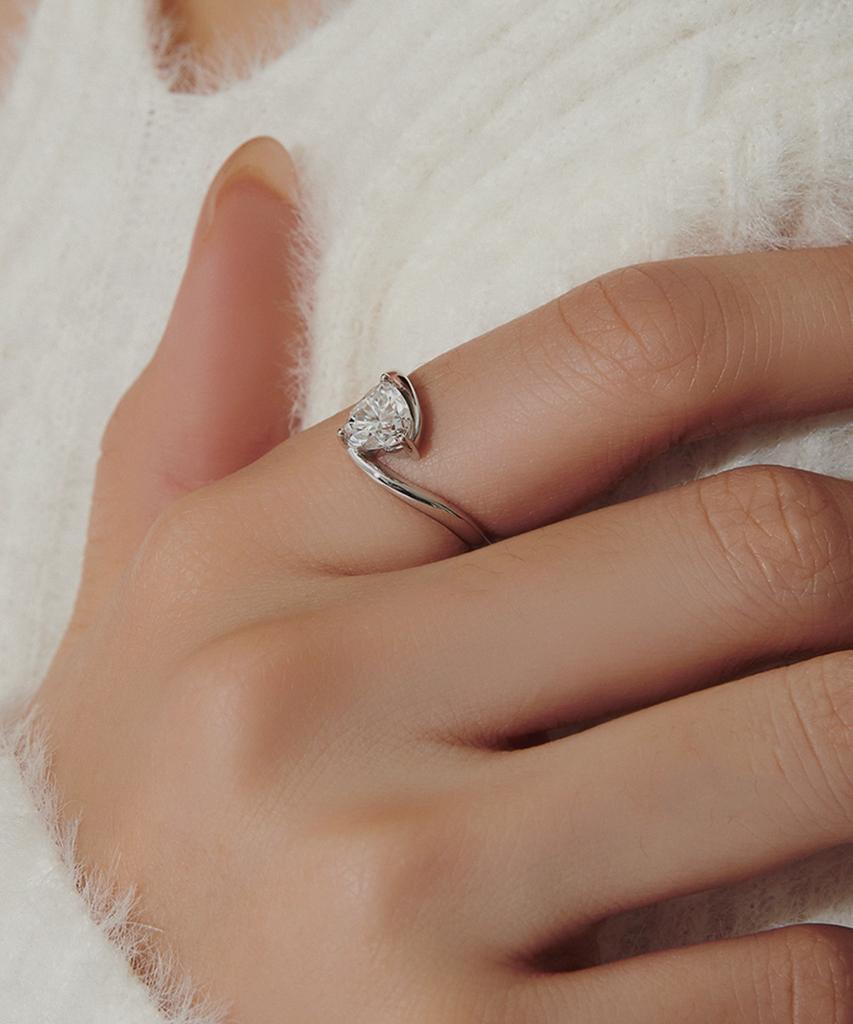 Helene Jewelry Серебро 925 пробы 1 карат Волна Сердцевидный огранки Муассанит Кольцо Miss (Тип C)