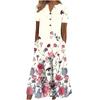 Women's Summer Casual Printed V-Neck Short-Sleeve Swing Dress