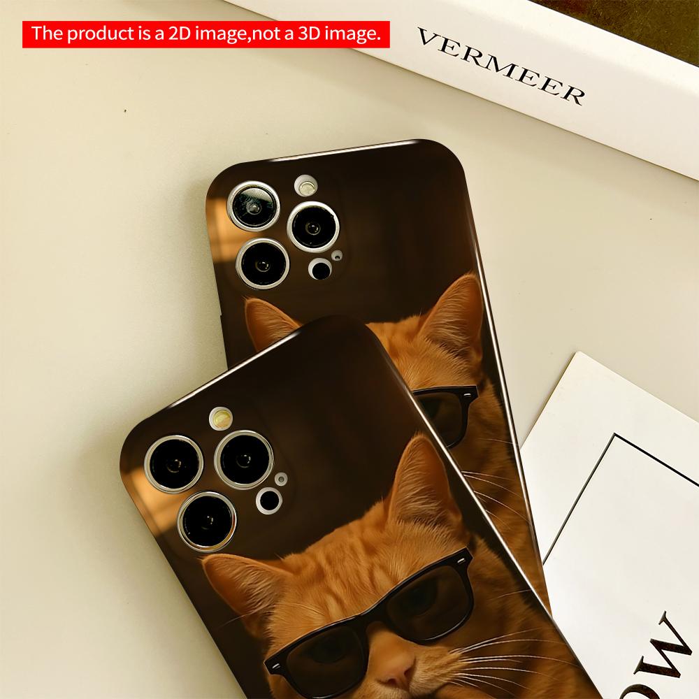 Sunglasses & Cigar Orange Cat Phone Case All inclusive film hard phone case, compatible with iPhone 18 Pro Max 17 16 15 14 13 12 11