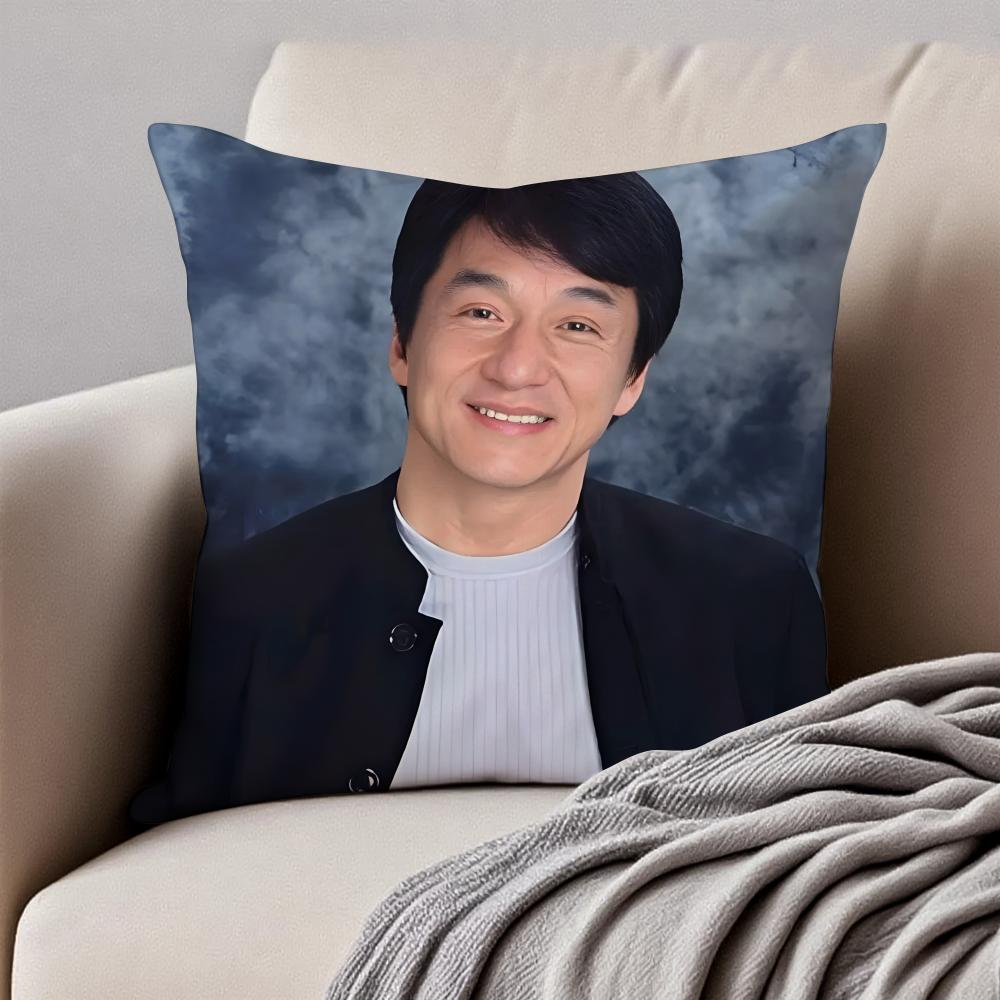 Chinese martial arts star JJackie Chan Cushion Cover Pillowcase Antidustmite Invisible Zipper Short Plush Sofa Cushion