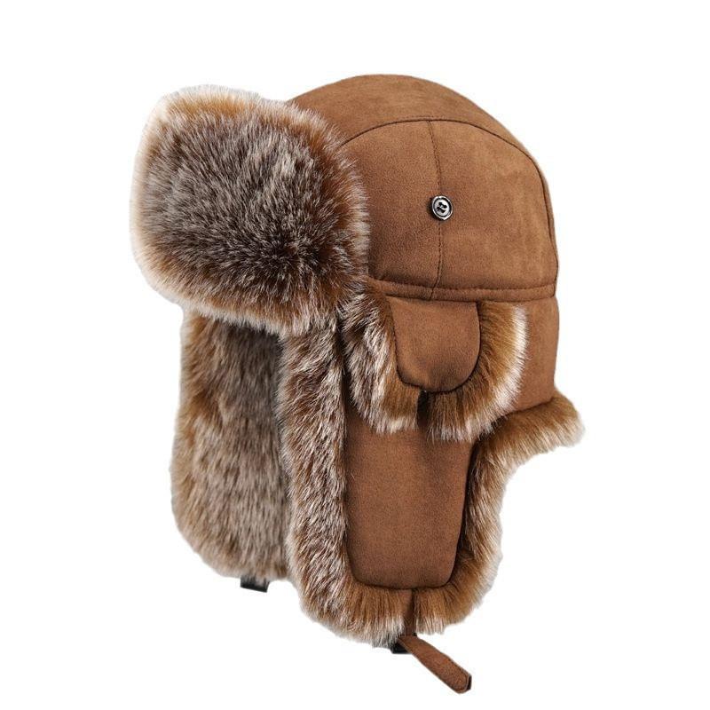 Шапка Lei Feng, мужская зимняя, искусственный мех лисы, северо-восточная, толстая, для защиты ушей и защиты от холода, теплая, ветрозащитная, для езды на велосипеде, катания на лыжах