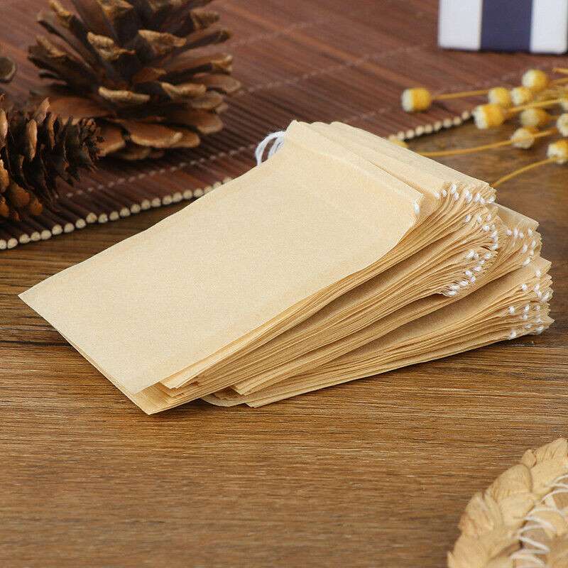 Пакетики для чая на шнурке, пустые бумажные пакетики для чая, фильтр-пакет для чая, фильтр 100 шт., травяные россыпи