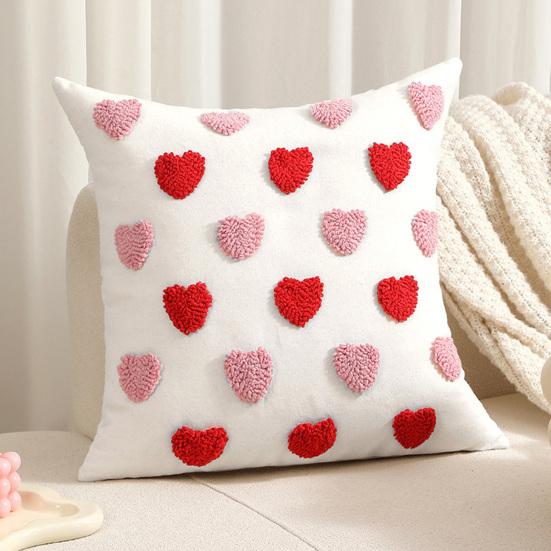 Наволочка на День святого Валентина с вышивкой в виде 3D-сердца, короткая, плюшевая, блестящая, 45*45 см, скрытая застежка-молния, наволочка для подушки, украшение для спальни, гостиной, дивана