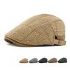 Винтажная шляпа Мужской шерстяной берет в британскую клетку Бархатная теплая кепка с козырьком