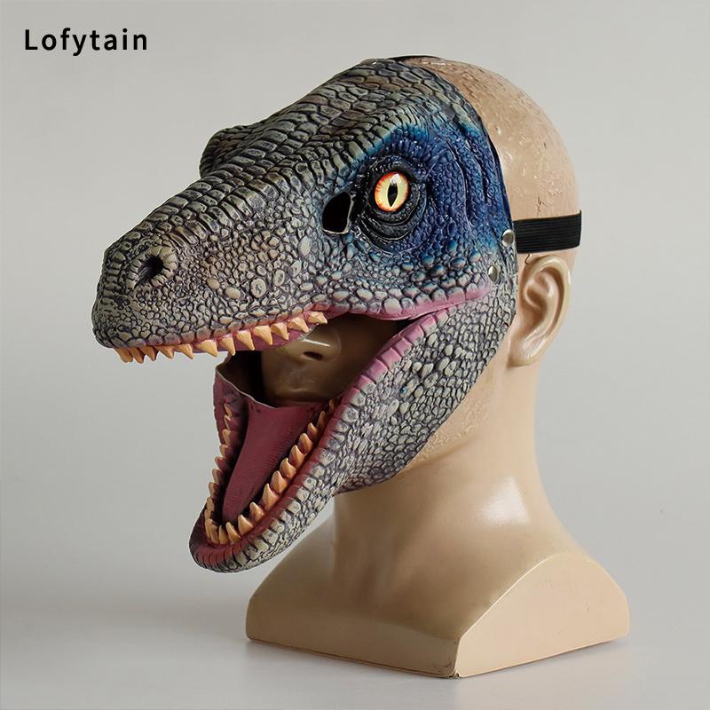 Child Horror Dinosaur Headgear Maks Cosplay Kids Scary Dragon Moveable Open Mouth Latex Mask Halloween Party Costume Props