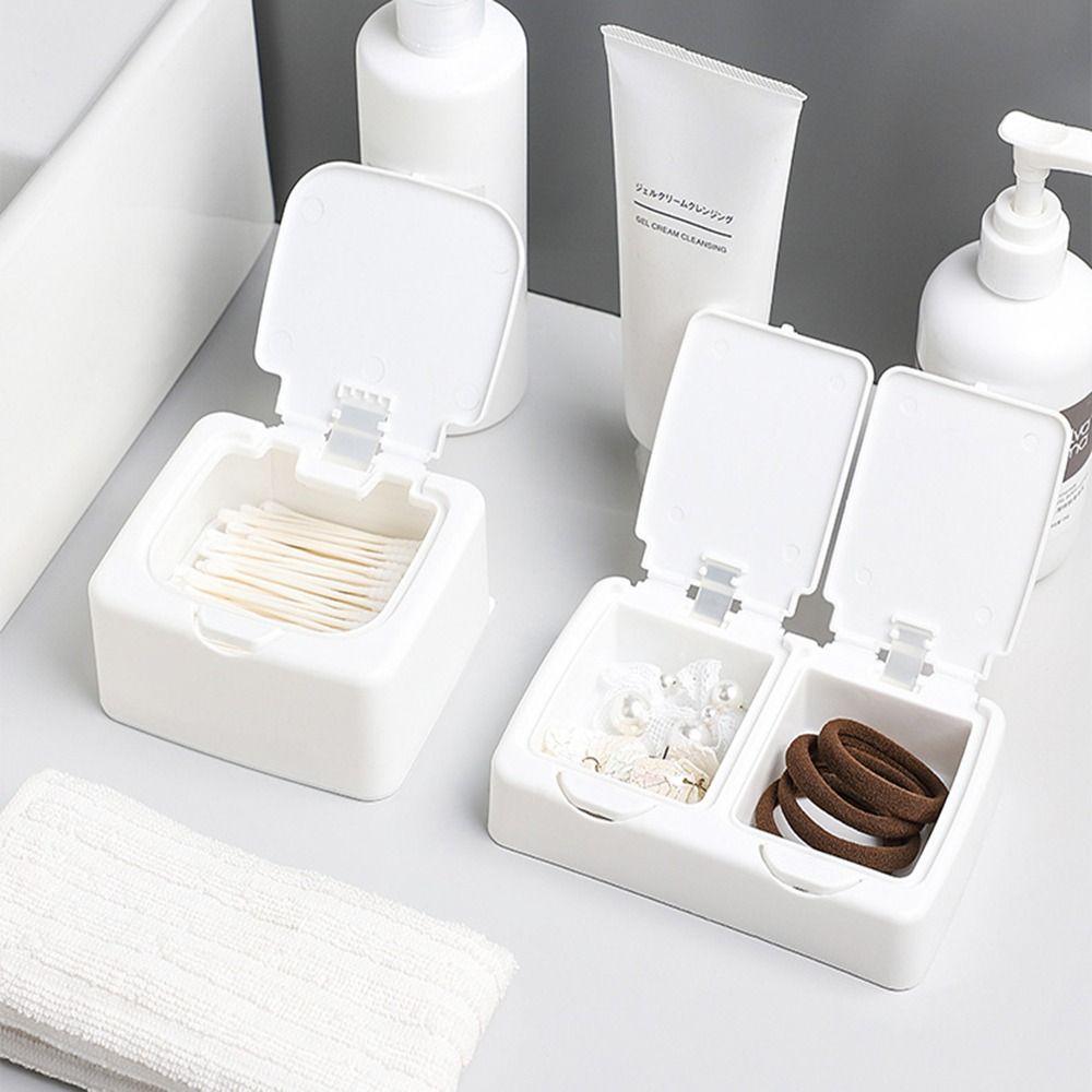 С крышкой Косметический органайзер для хранения ватных дисков Держатель для ватных палочек Диспенсер для зубочисток Настольный органайзер