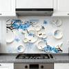 Yousheng Кухонные маслостойкие наклейки на стену Цветы/Фрукты/Зеленые листья Водонепроницаемая защитная пленка для фартука Съемная плиточная наклейка для шкафа