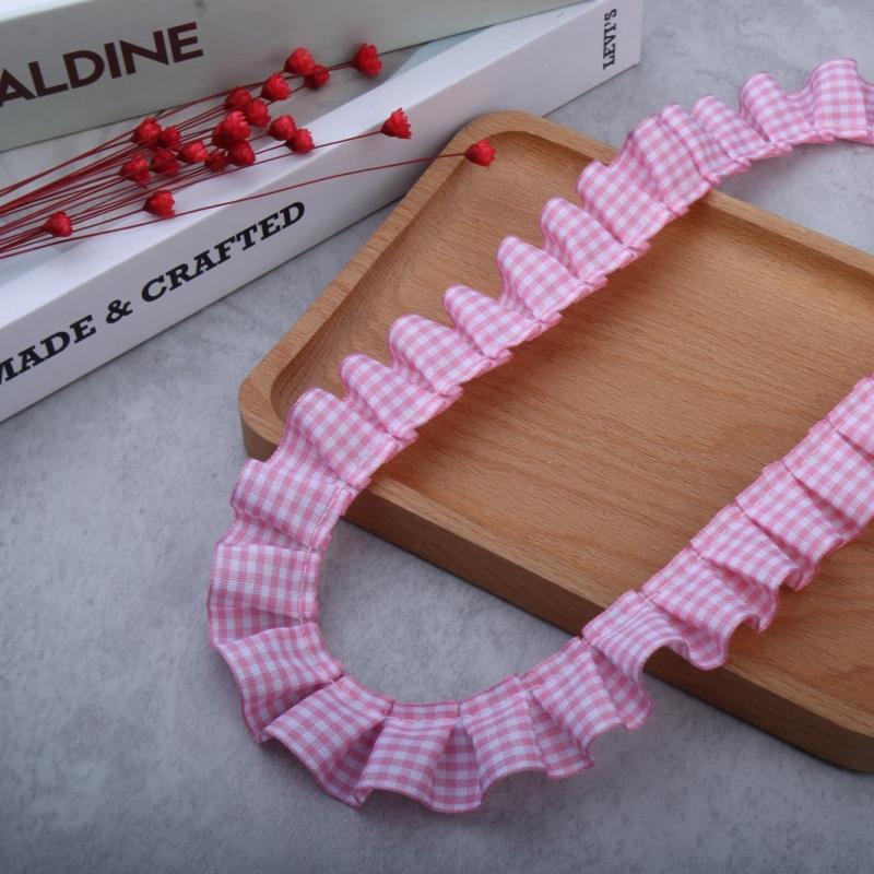 2.5cm wide colorful ribbon Pleated check lace handmade crafts doll dress Quiet book bundle Creative felt panel trim material