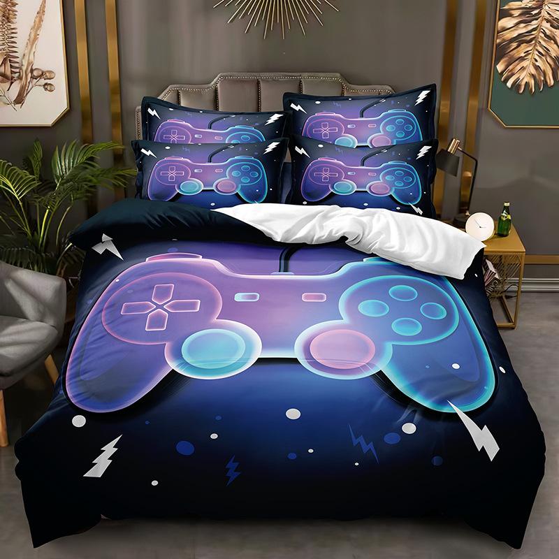 Легкий 3D игровой комплект постельного белья с игровой ручкой, пододеяльник DE135 * 200, полноразмерный чехол для кровати, одинарный/двойной с молнией, мягкий пододеяльник