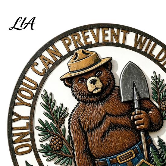 Ranger Themed Wall Decor Only You Can Prevent Wildfires Metal Sign, Vintage Round Bear Spiritual Symbol Sign Hanging Decor, Funny Retro Tin for Home,