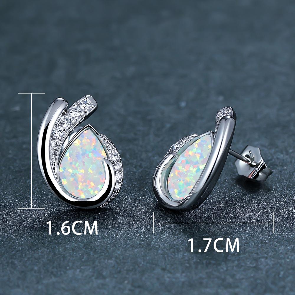 New Gold Rose Gold Water Droplet Blue and White Geometric Diamond Studded Womens Earrings