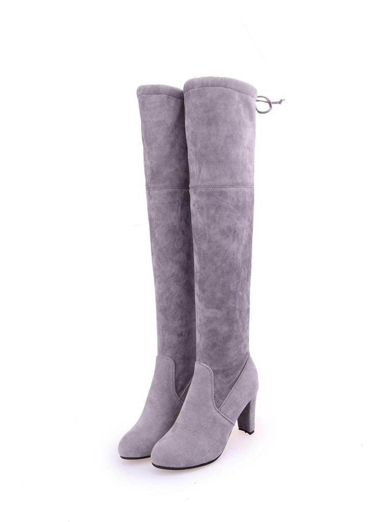 Осенне-зимние однотонные сапоги выше колена на высоком каблуке для женщин 2021 года.