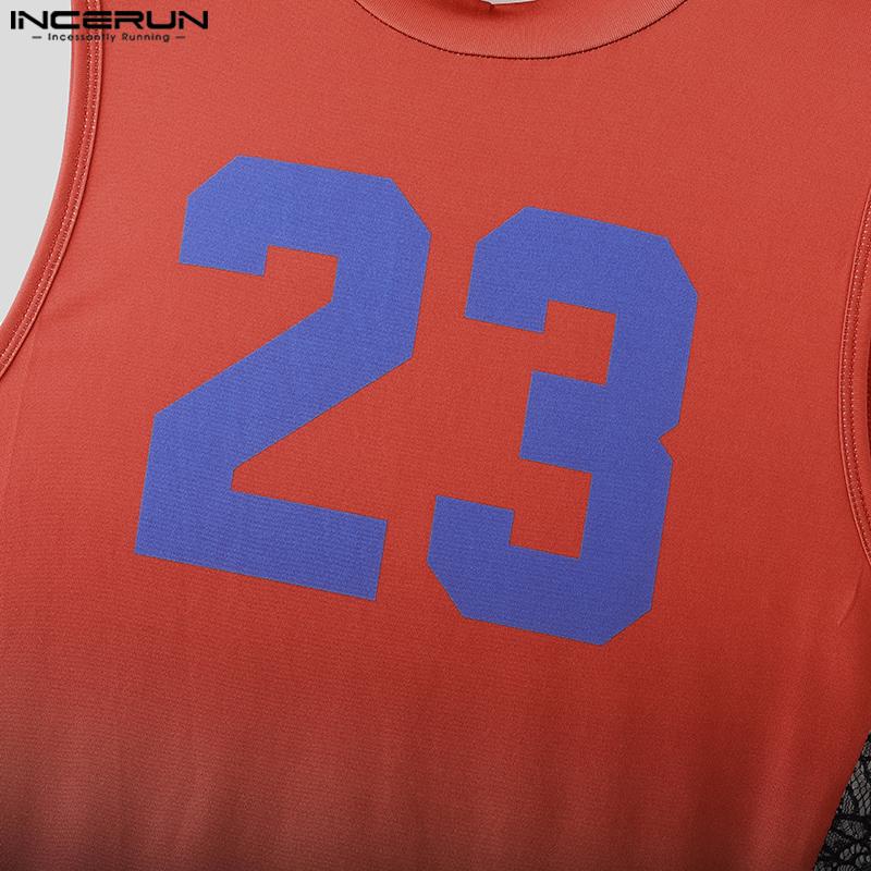 INCERUN Мужские топы без рукавов с градиентом, кружевные шорты, прилегающий костюм, комплекты пижам и нижнего белья