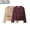 Счетчик Same Zbzr Новая осенняя женская одежда с поясом Замшевая короткая юбка Куртка Верхняя одежда 3046280