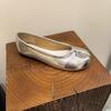 French leather soft-soled split-toed shoes 2026 spring and autumn flat-soled light-mouth silver single shoes women's light ballet horseshoe shoes