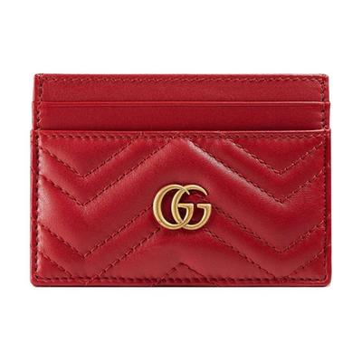Серия GG Marmont Золотой Логотип Стеганая Кожаная Картхолдер Женский кардхолдер Красный 443127-DTD1T-6433